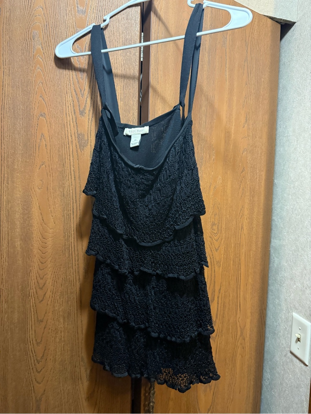 White House Black Market Black Tiered Ruffle Tank Top